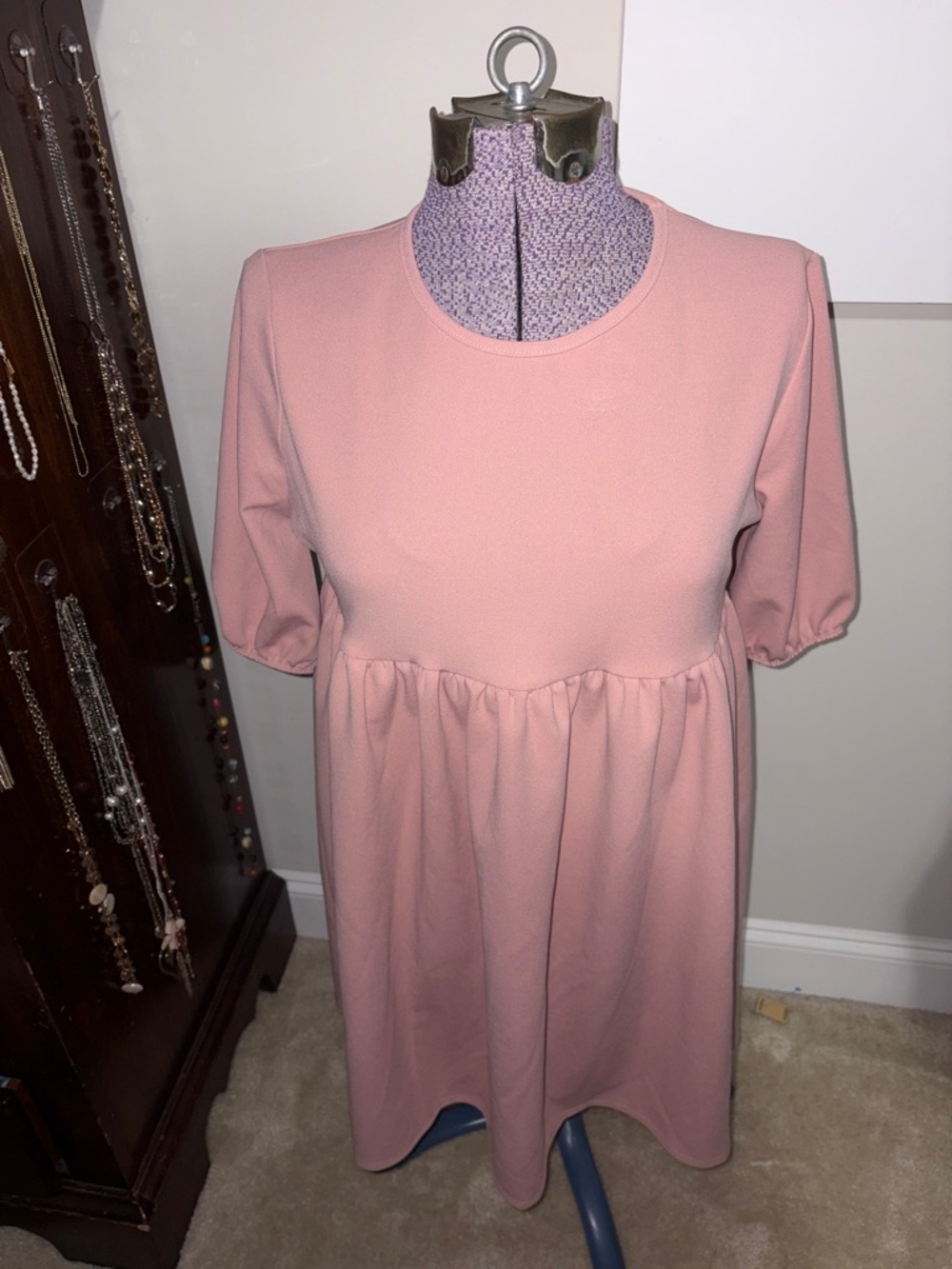 Boohoo Dusty Pink Short Sleeve Babydoll Dress